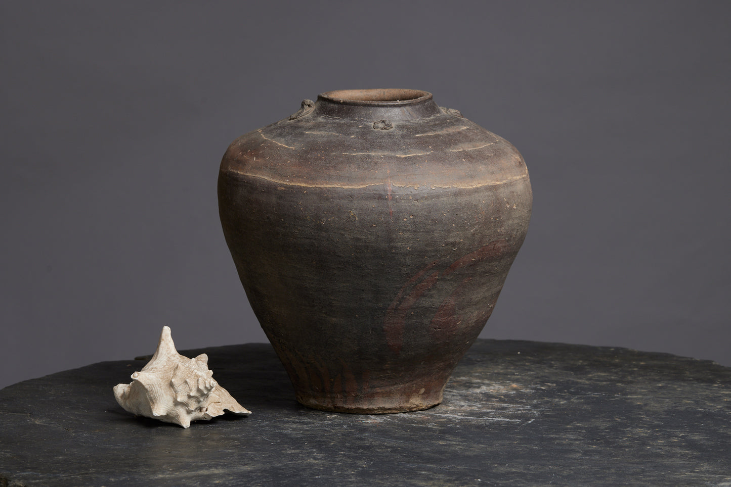 Large Sung Pot with Applied Handles and Uneven Base from the Musi River