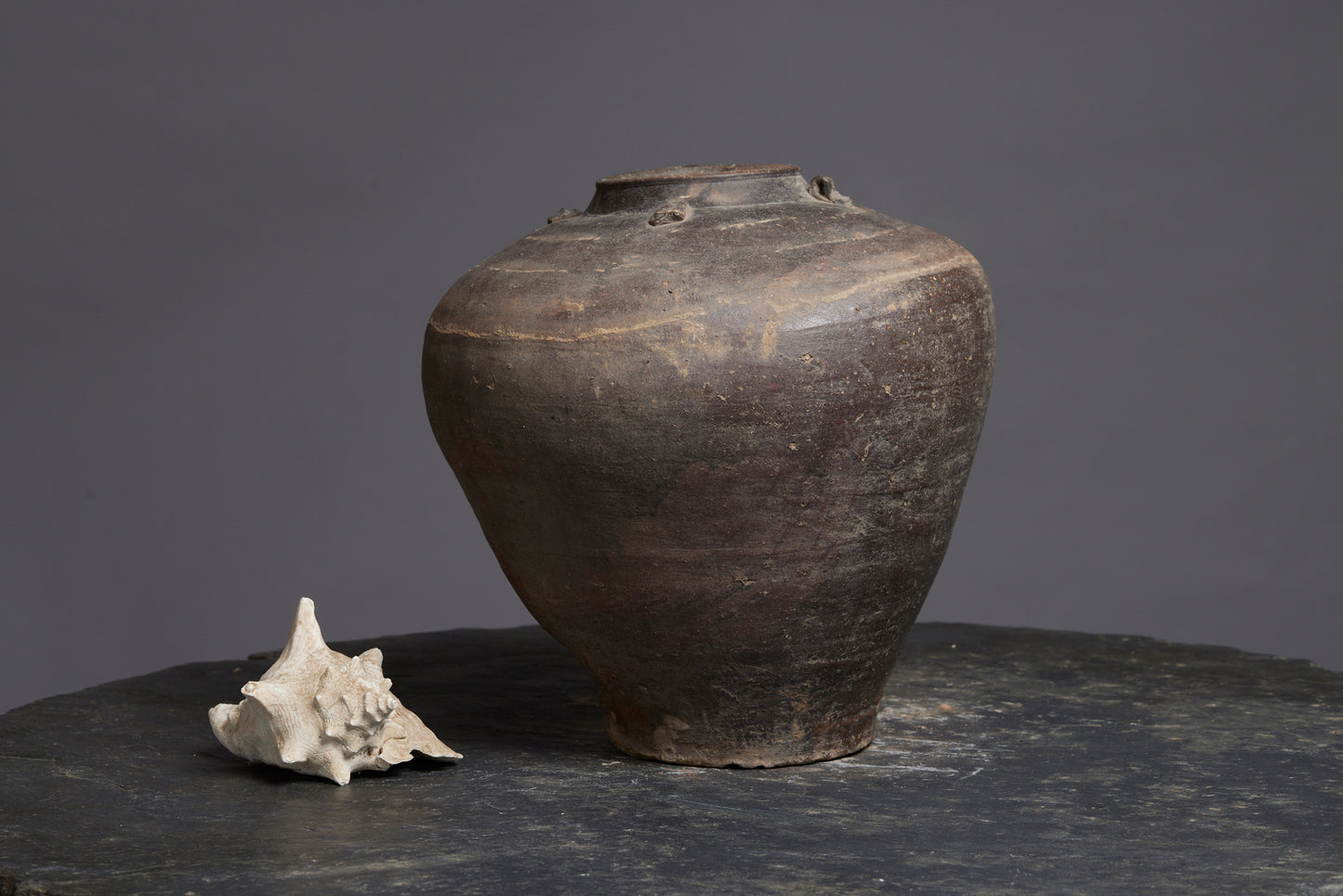 Large Sung Pot with Applied Handles and Uneven Base from the Musi River