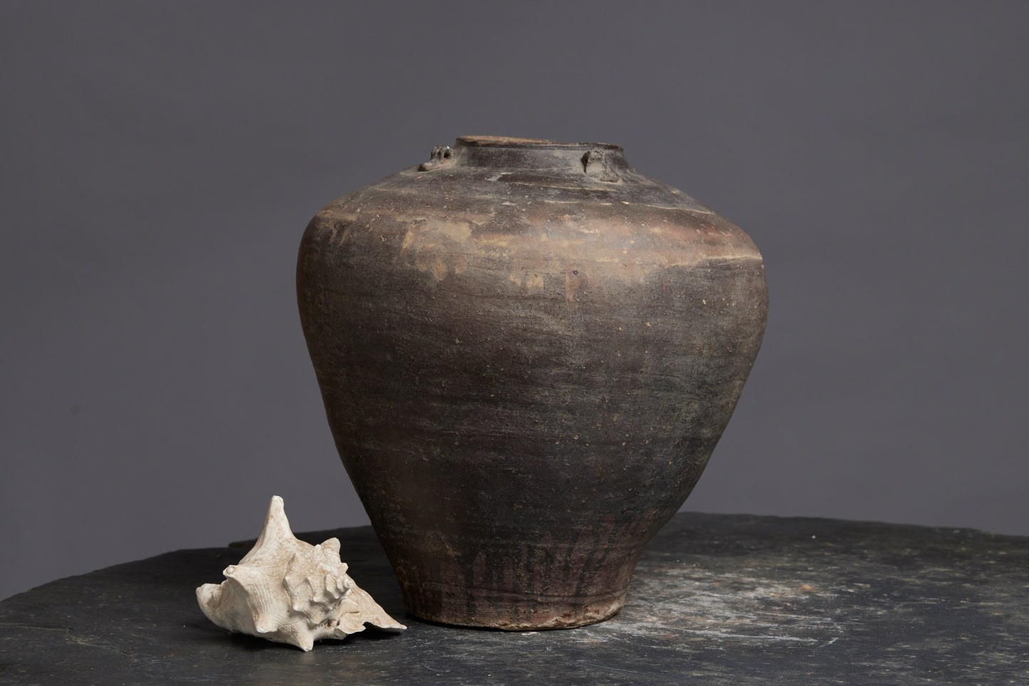 Large Sung Pot with Applied Handles and Uneven Base from the Musi River