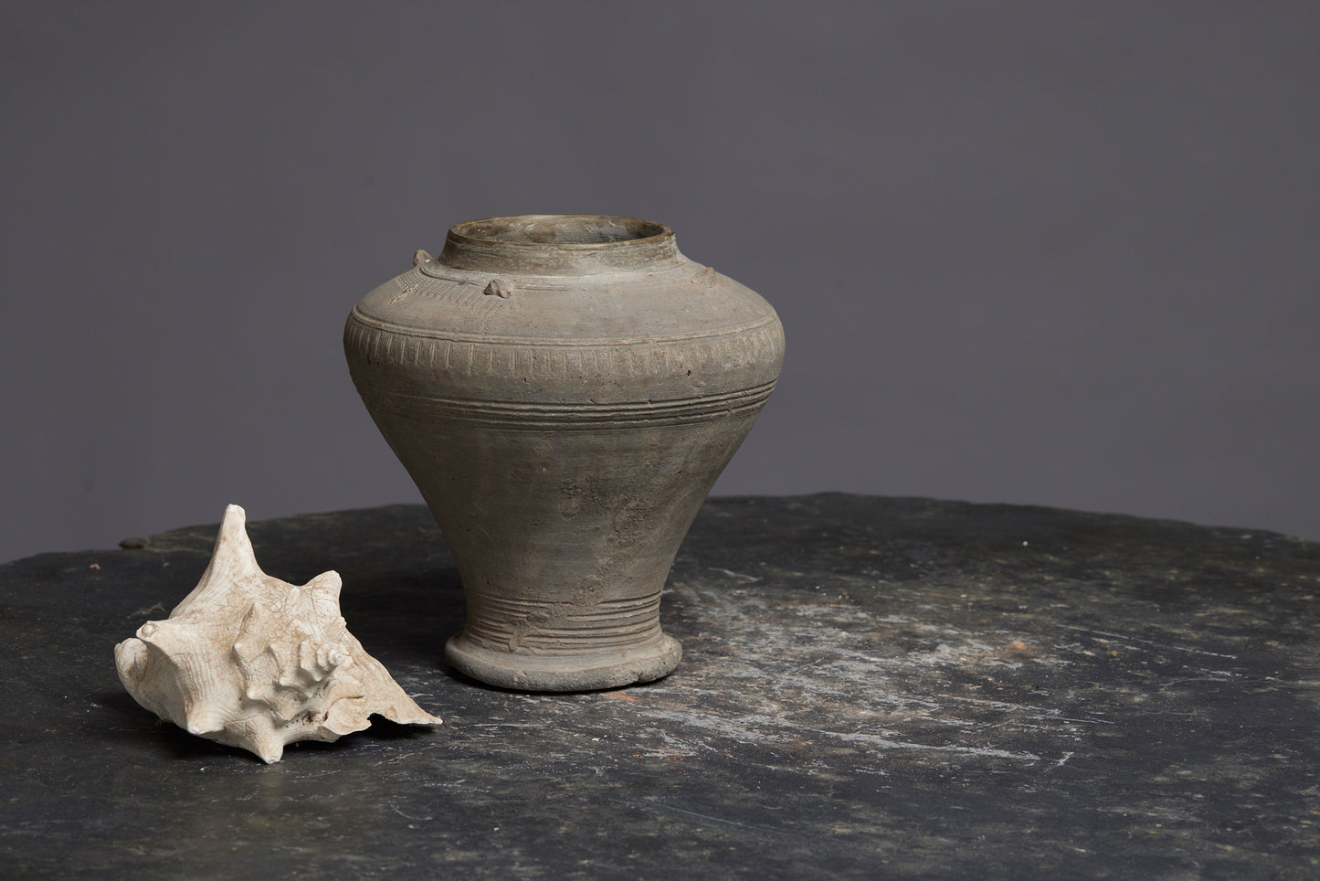 Cambodian Excavted Pot from the Anghor Period from the Soft Inscribed Period