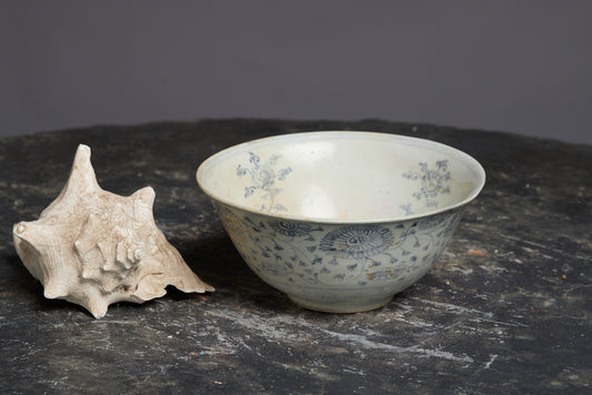 Large Ming Blue and White Bowl with Repair to the Rim