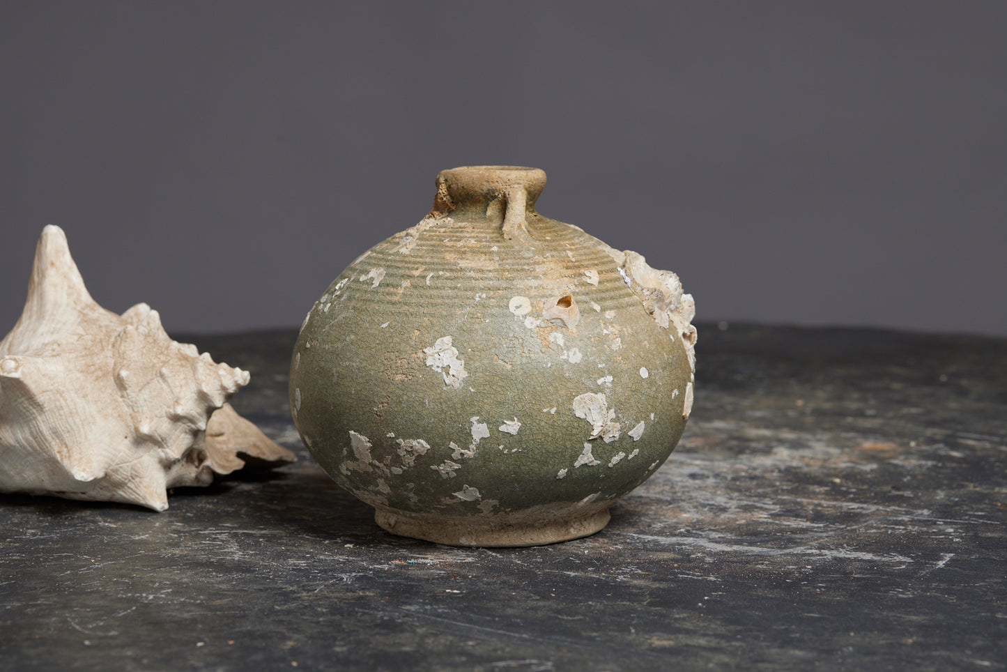 Sawankhalok Celadon Coconut Shaped Bottle