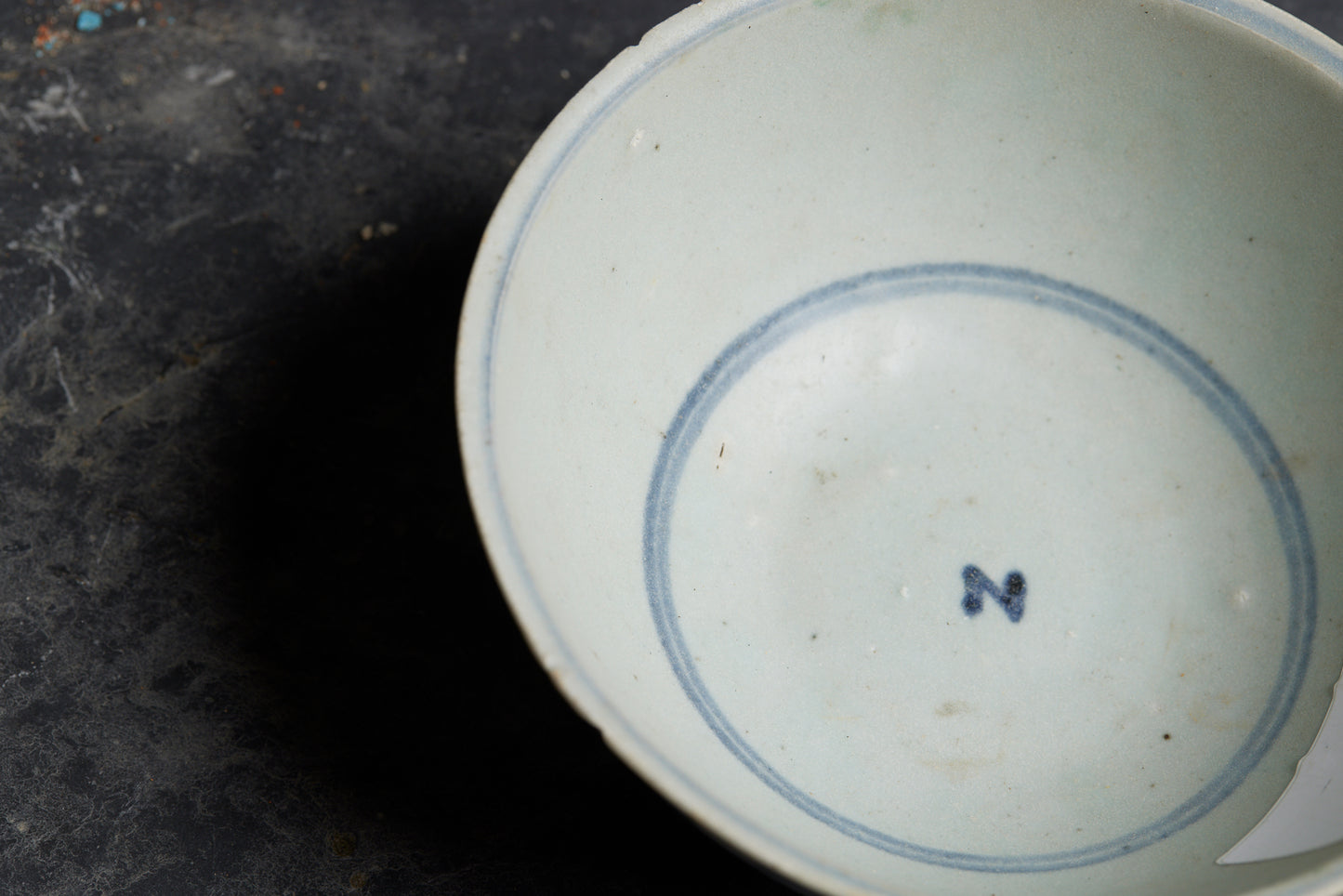 Ming Swatow Blue and White Bowl from the Spice Trade with Stylistic Border Dragon