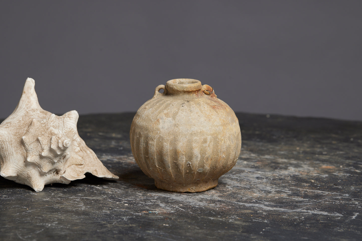 Small Sawankhalok Celadon Coconut Shape Bottle