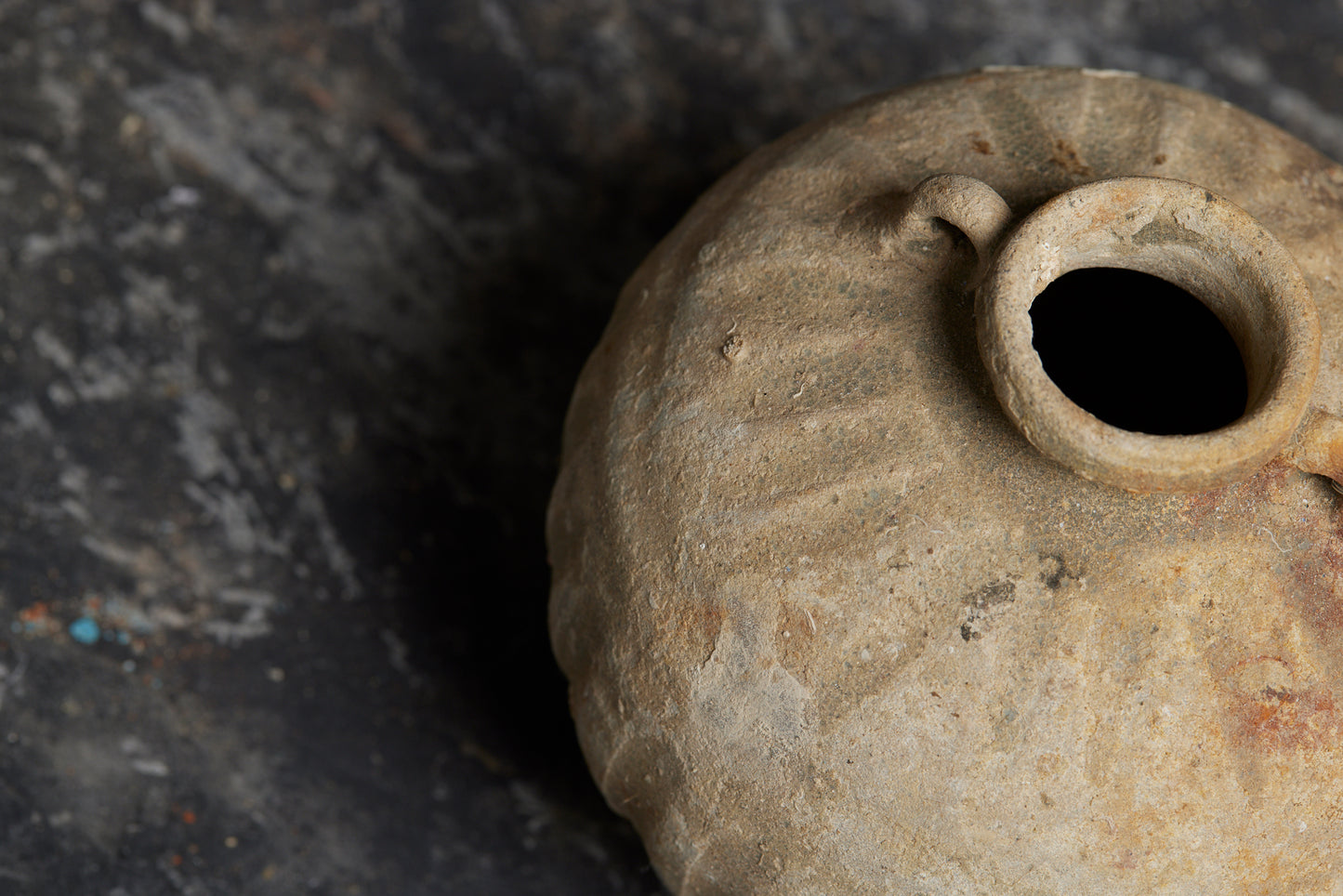 Small Sawankhalok Celadon Coconut Shape Bottle