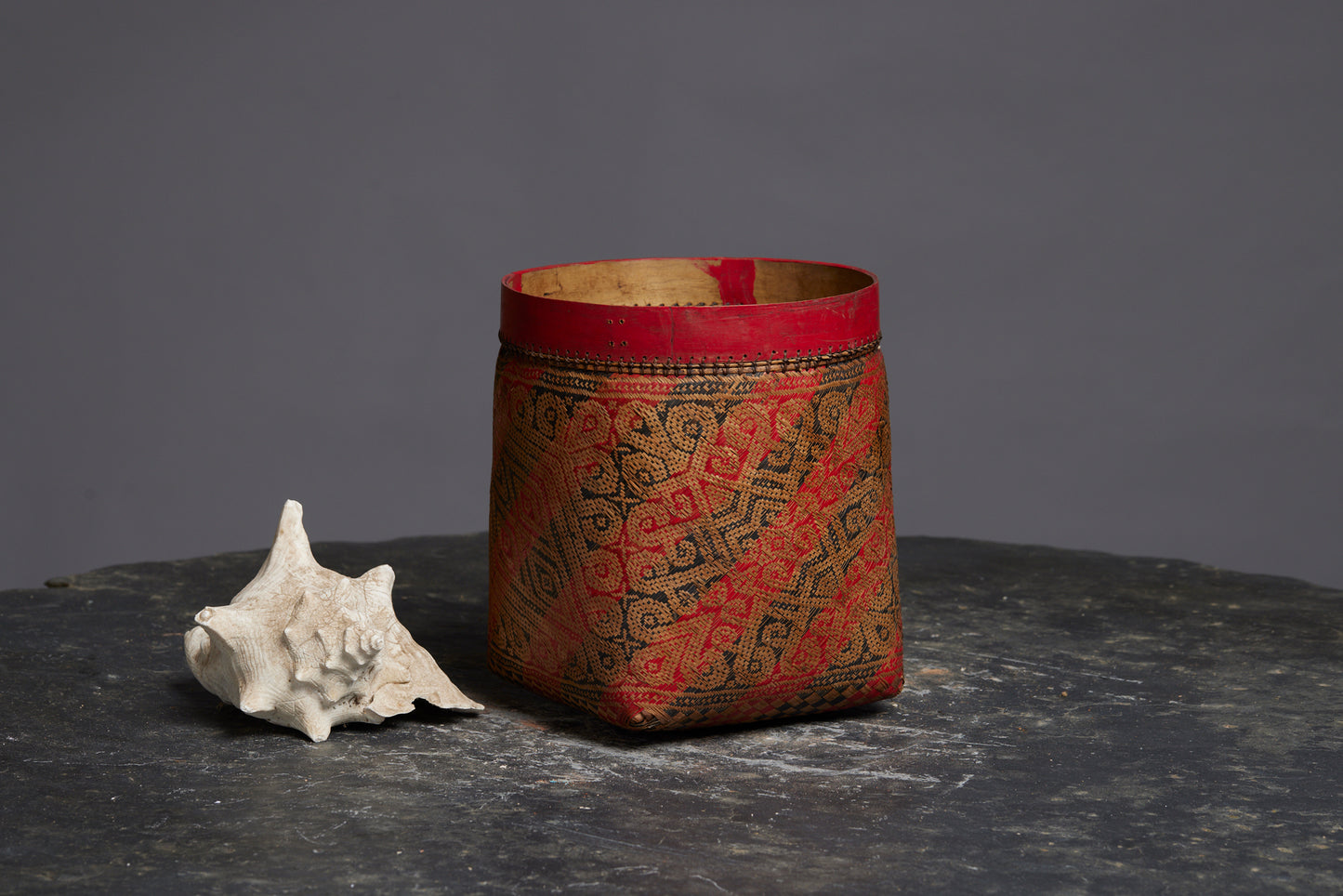 Large West Classic Red and Black Borneo Basket from a Bali Collection
