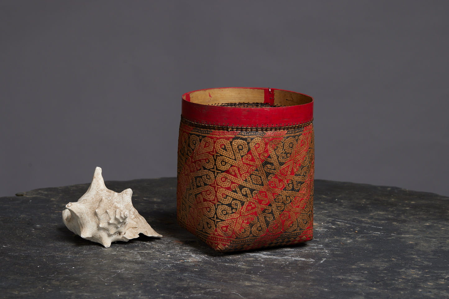 Large West Classic Red and Black Borneo Basket from a Bali Collection