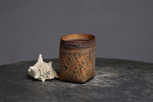 Large West Maroon and Black Borneo Basket from a Bali Collection