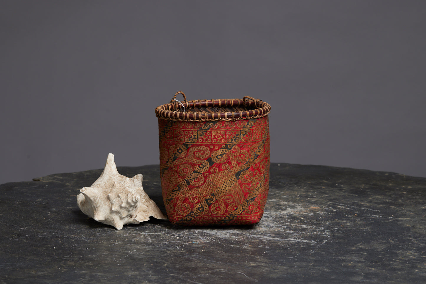 Large West Classic Red and Black Borneo Basket from a Bali Collection