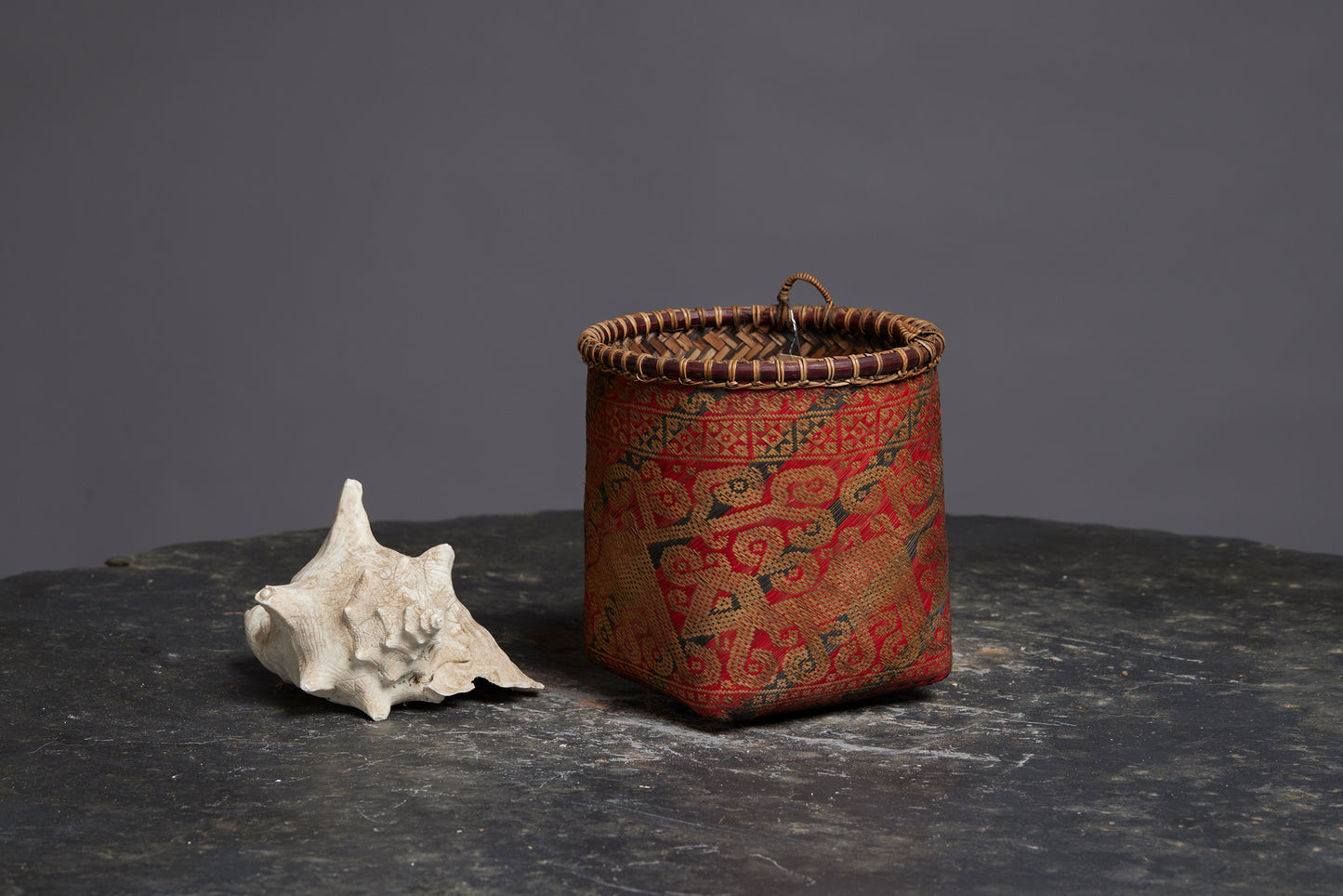 Large West Classic Red and Black Borneo Basket from a Bali Collection