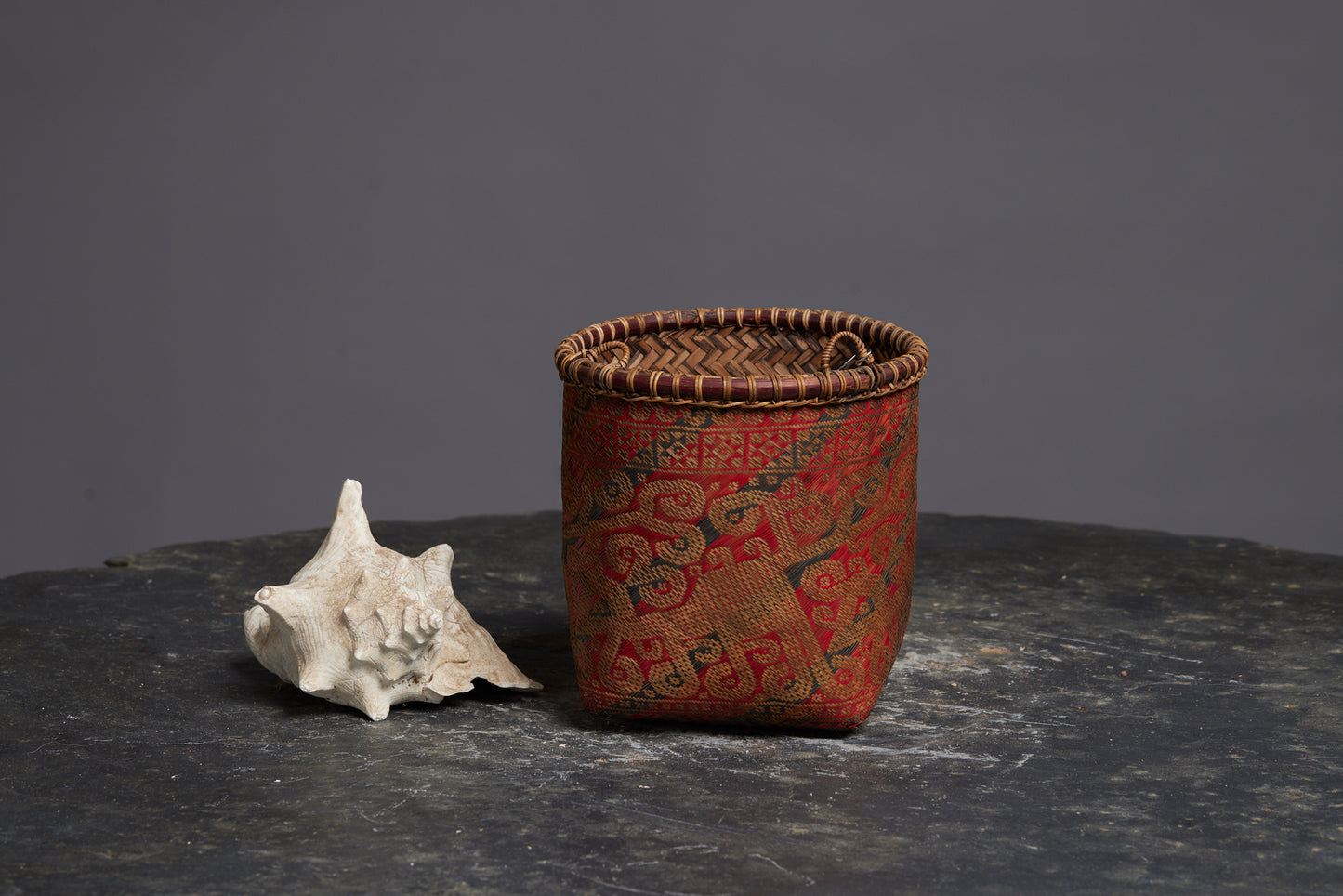 Large West Classic Red and Black Borneo Basket from a Bali Collection