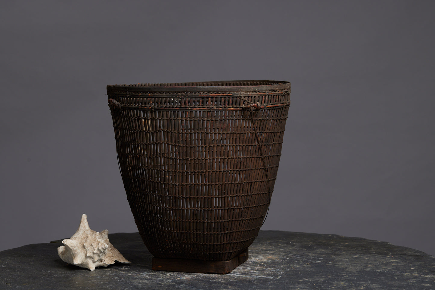 Open Work Gathering Basket from Sumatra with Two Applied Backpack Handles