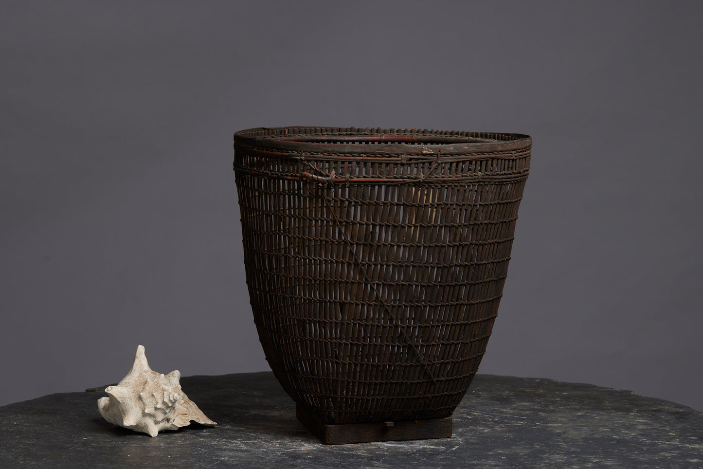 Open Work Gathering Basket from Sumatra with Two Applied Backpack Handles