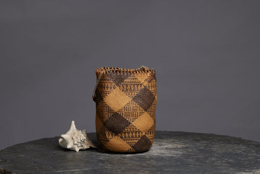 Woven Gathering Bag from Kalimantan with Strap Handles and an Overall Geometric Pattern