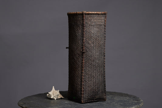 Tall Finely Woven Gathering Basket from Sumatra