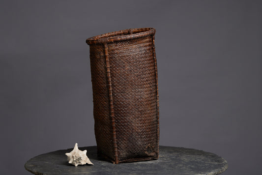 Tall Finely Woven Gathering Basket from Sumatra