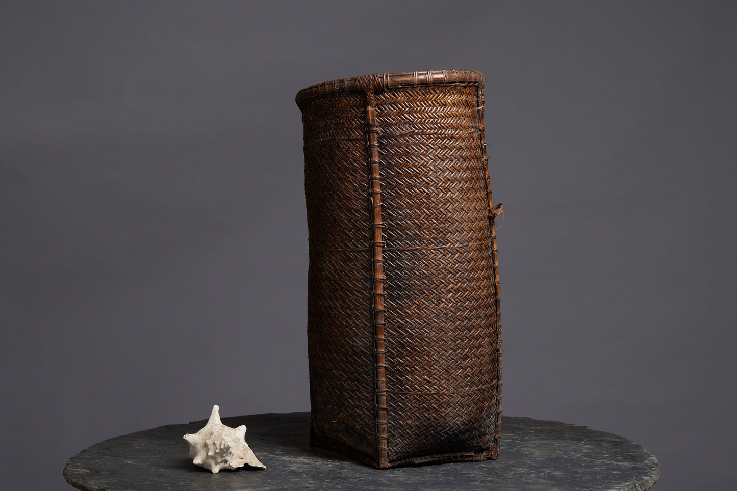Tall Finely Woven Gathering Basket from Sumatra