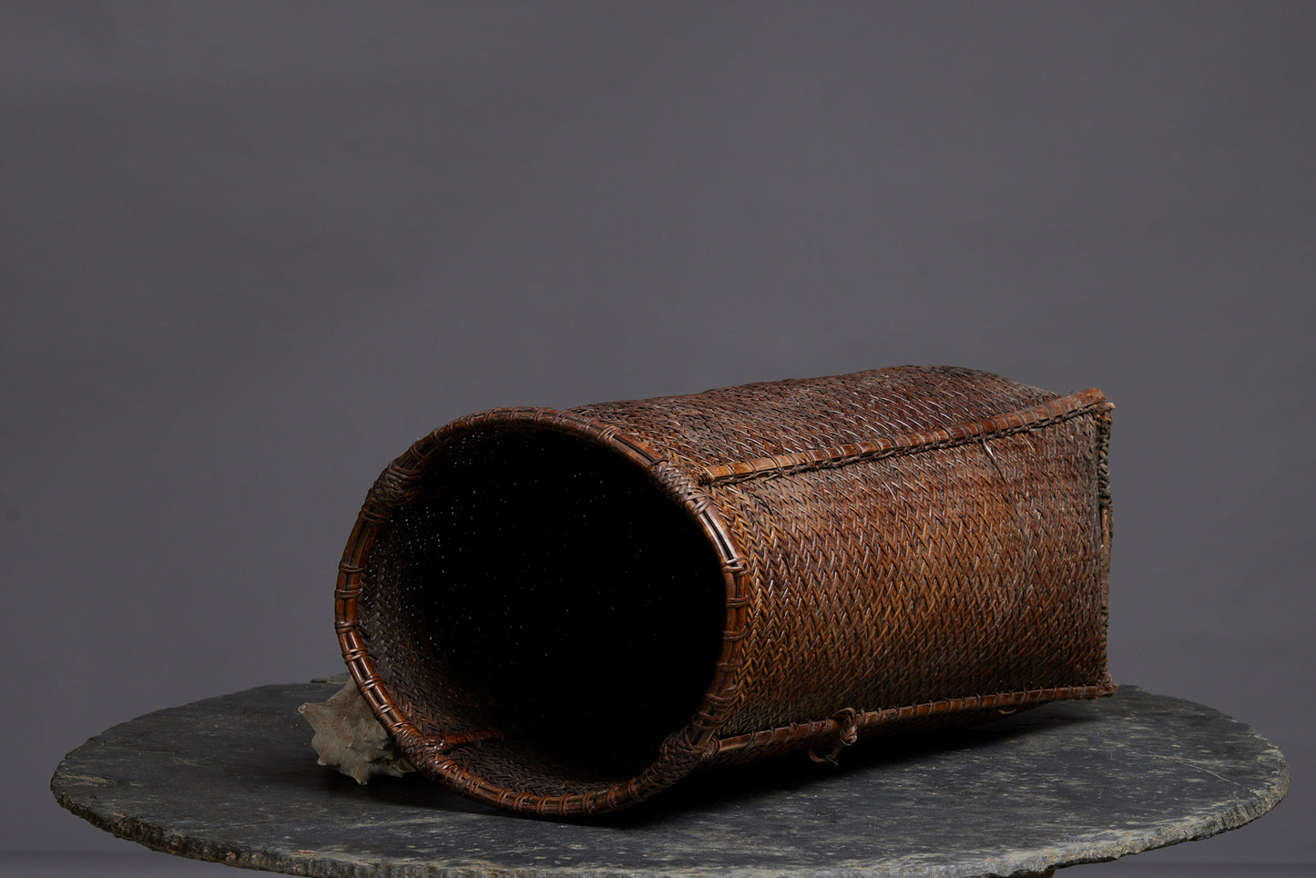 Tall Finely Woven Gathering Basket from Sumatra