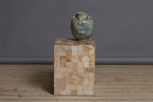 Small Stone Side Table Covered in a Quartz Veneer