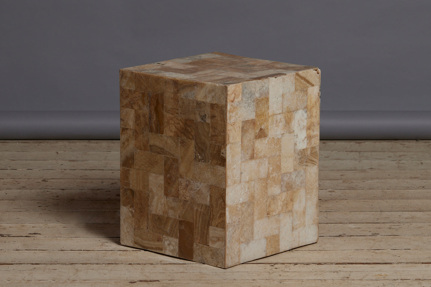 Small Stone Side Table Covered in a Quartz Veneer