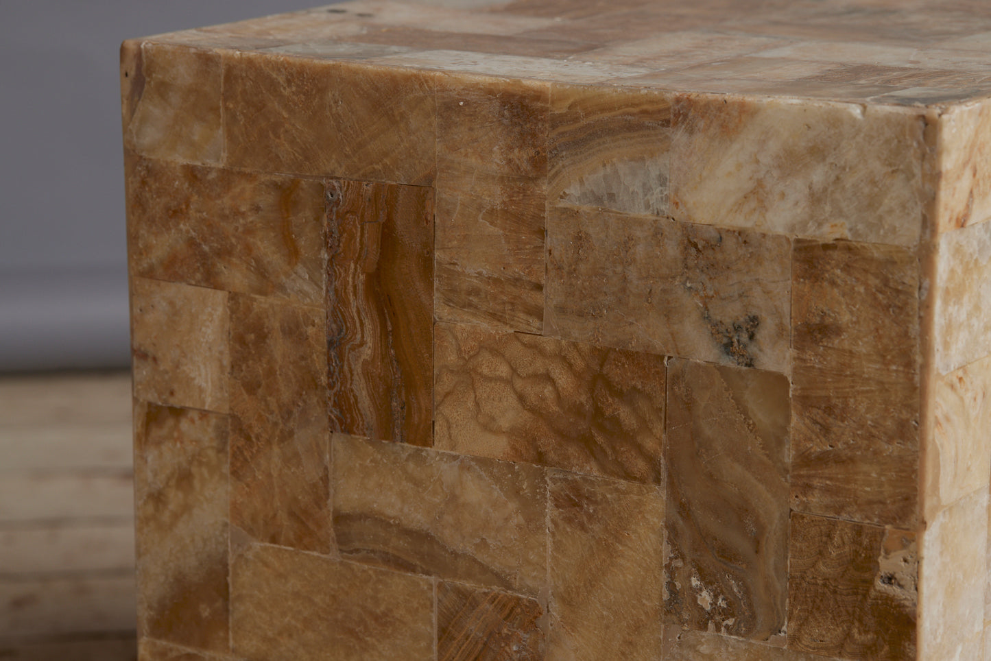 Small Stone Side Table Covered in a Quartz Veneer