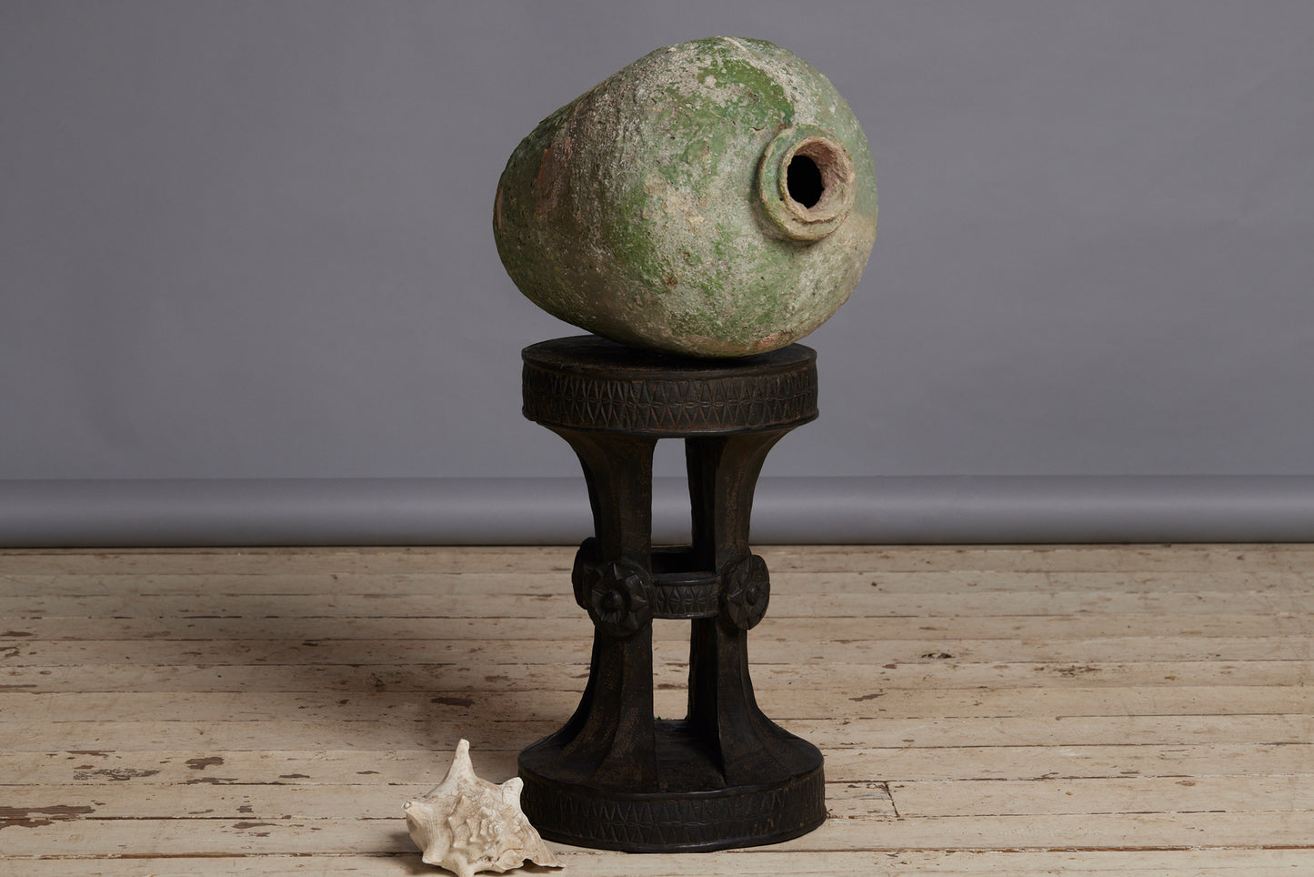16th Cent. Italian Green Glaze Stoneware Wine Jar
