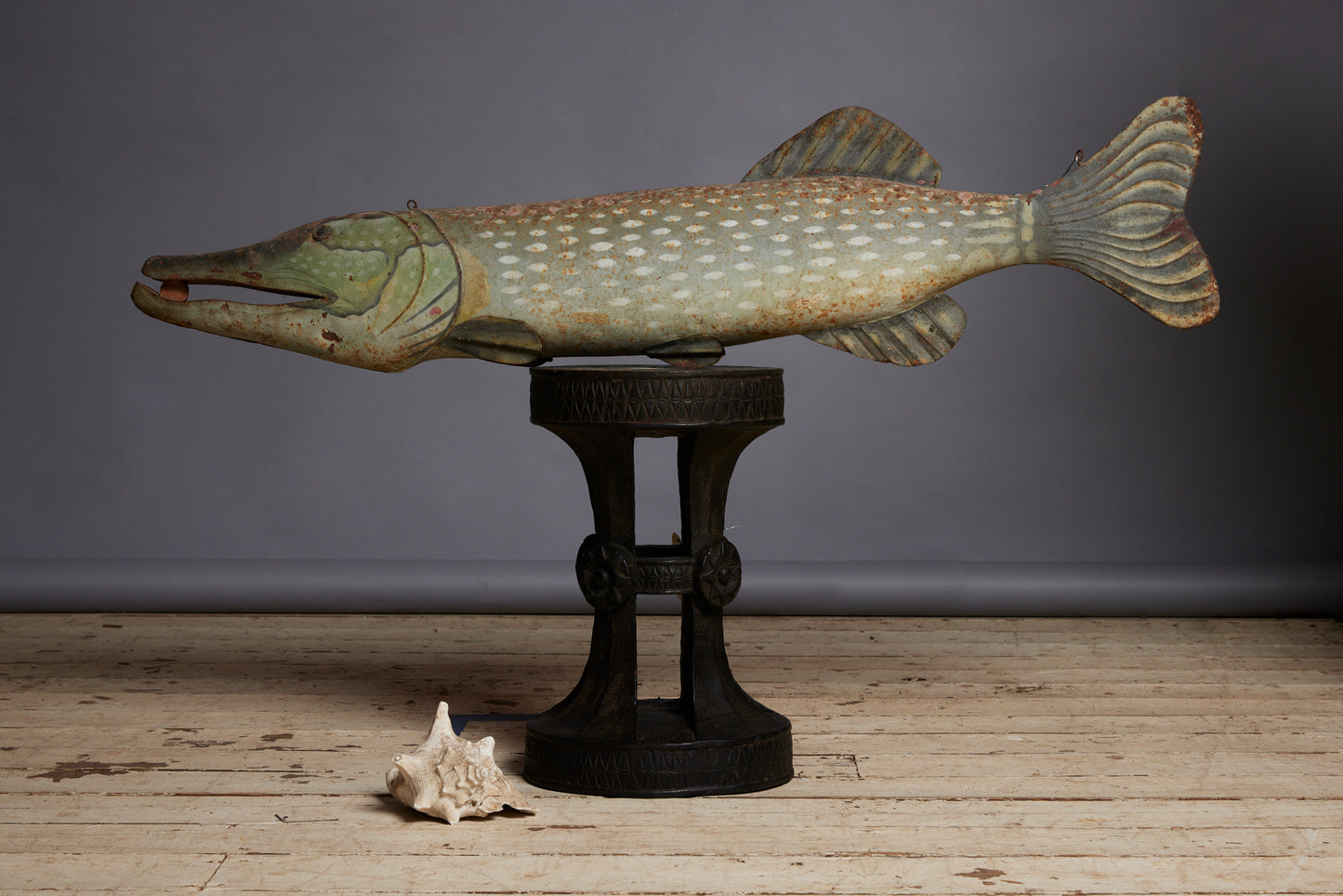 Painted Metal Fish Store Sign ca 1950 from Java