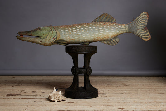 Painted Metal Fish Store Sign ca 1950 from Java