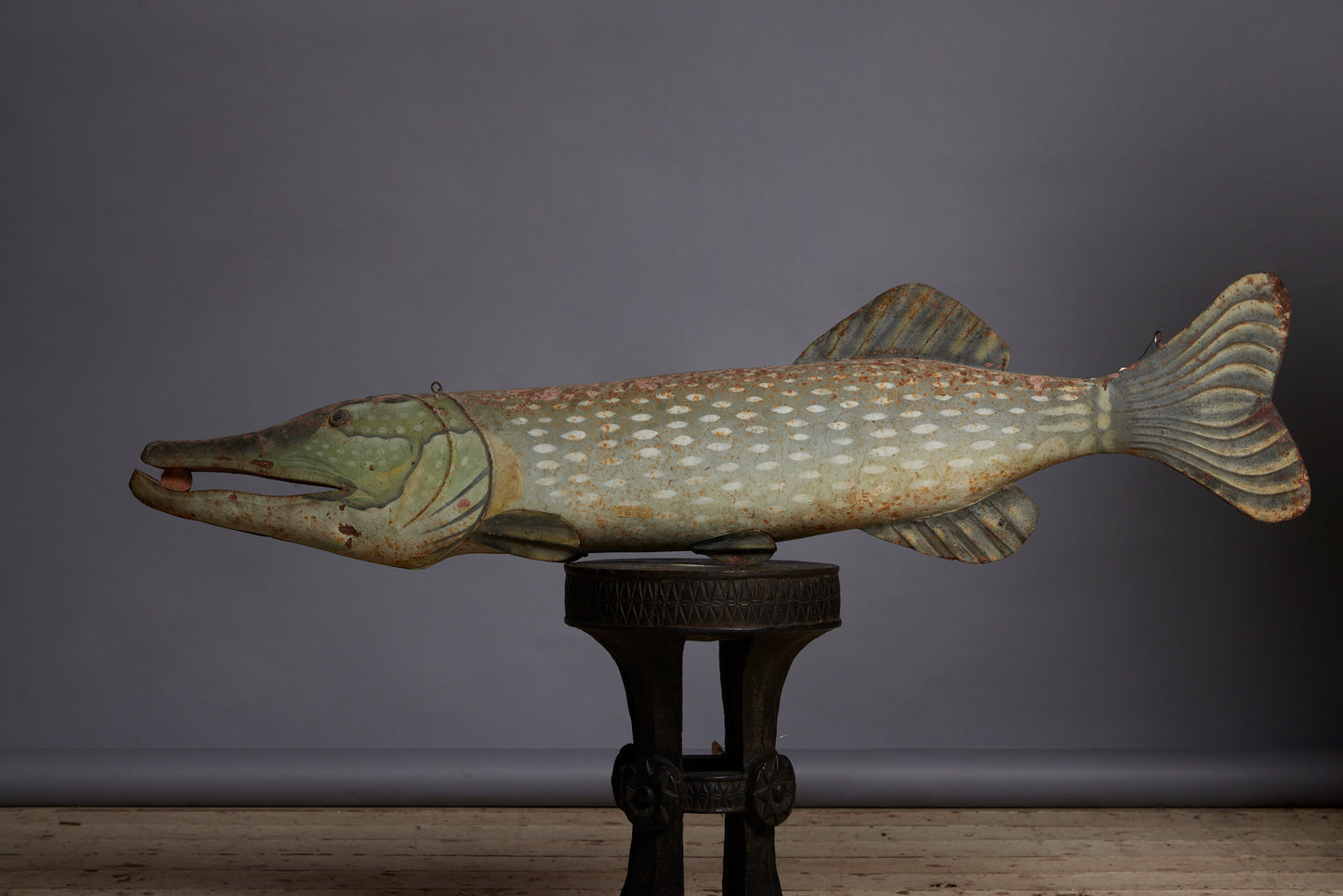 Painted Metal Fish Store Sign ca 1950 from Java