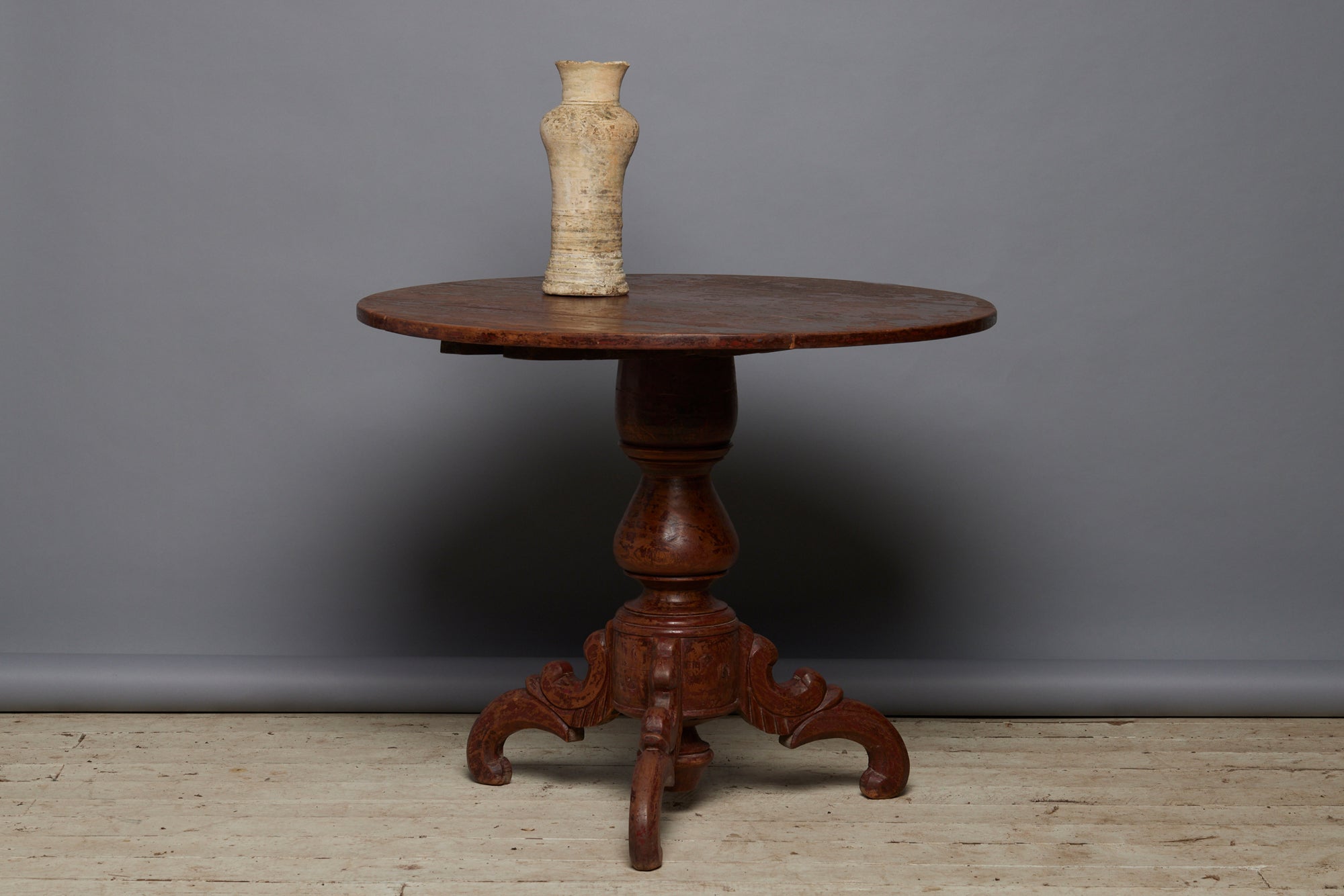 19th Century Javanese Dutch Colonial Round Table with Traces of Origin ...