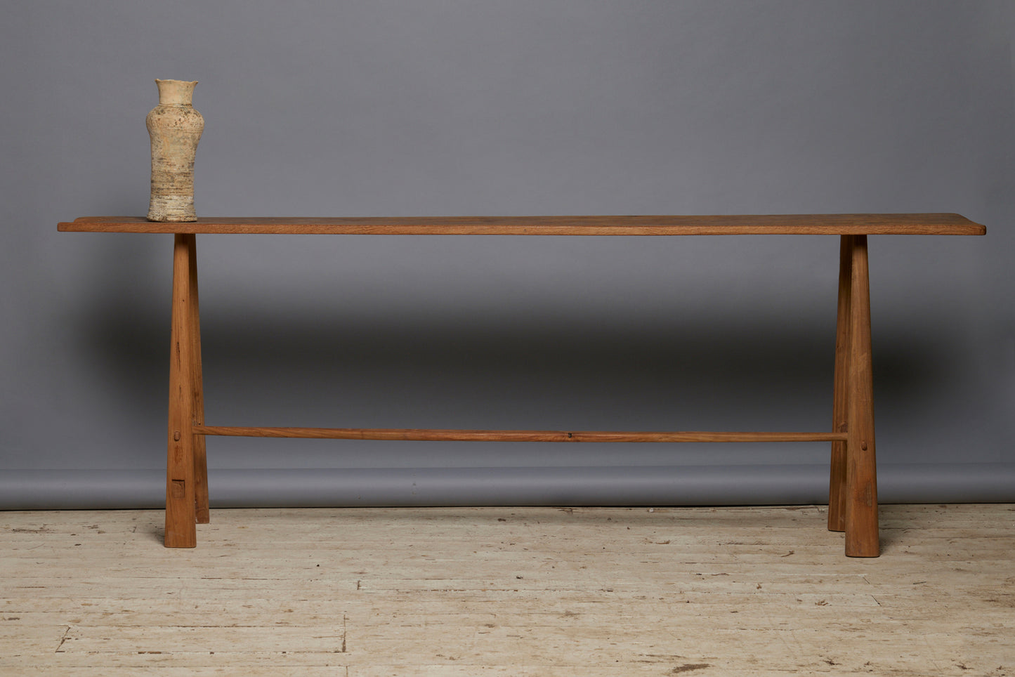 Teak Stretcher Base Console Table from Jakarta - Front Profile