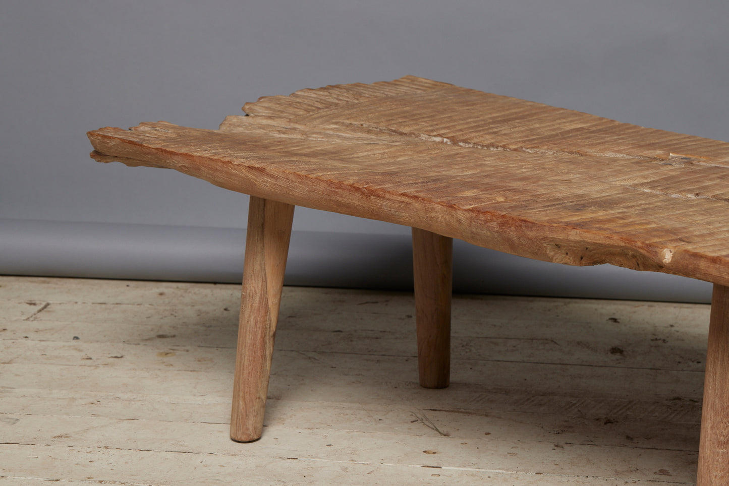 Natural Sunstruck Gadrooned Teak Slab Coffee Table