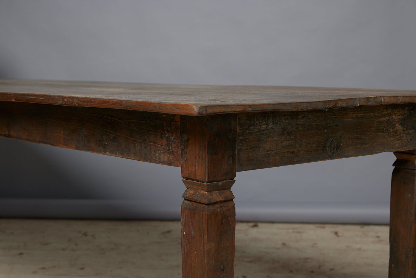 Very Long Dutch Colonial Teak Dining Table with Square Tapered Legs from Sumatra