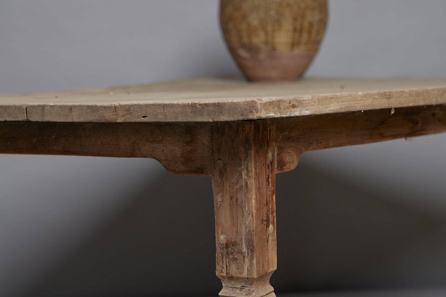 Weathered 2 Board Scrub Top Teak Dutch Colonial Wide Dining Table from Java