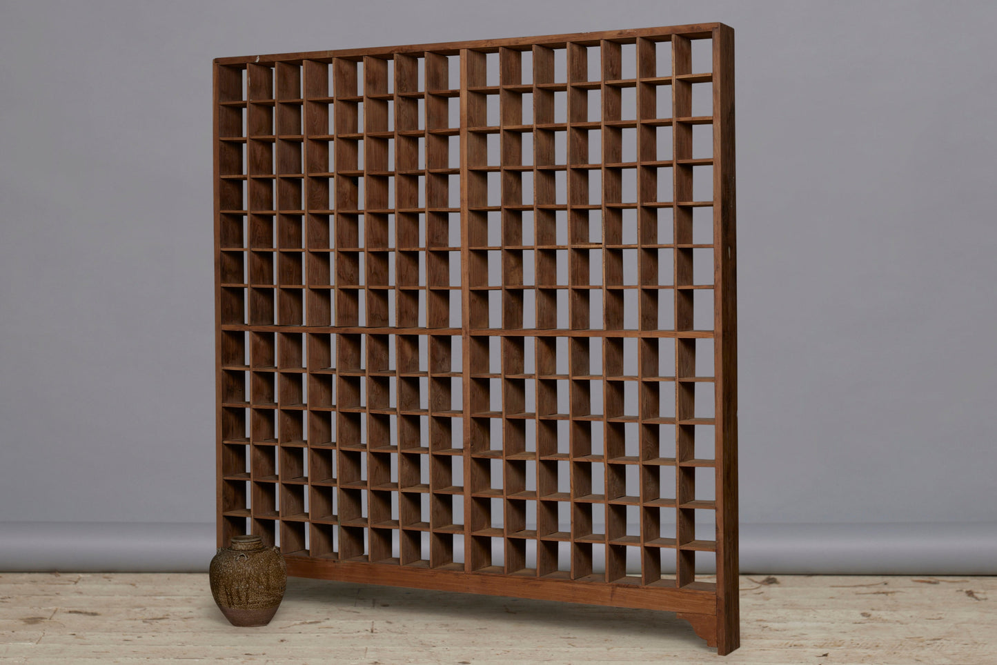 Late 19th Early 20th Century Teak Shallow Gridded Room Divider