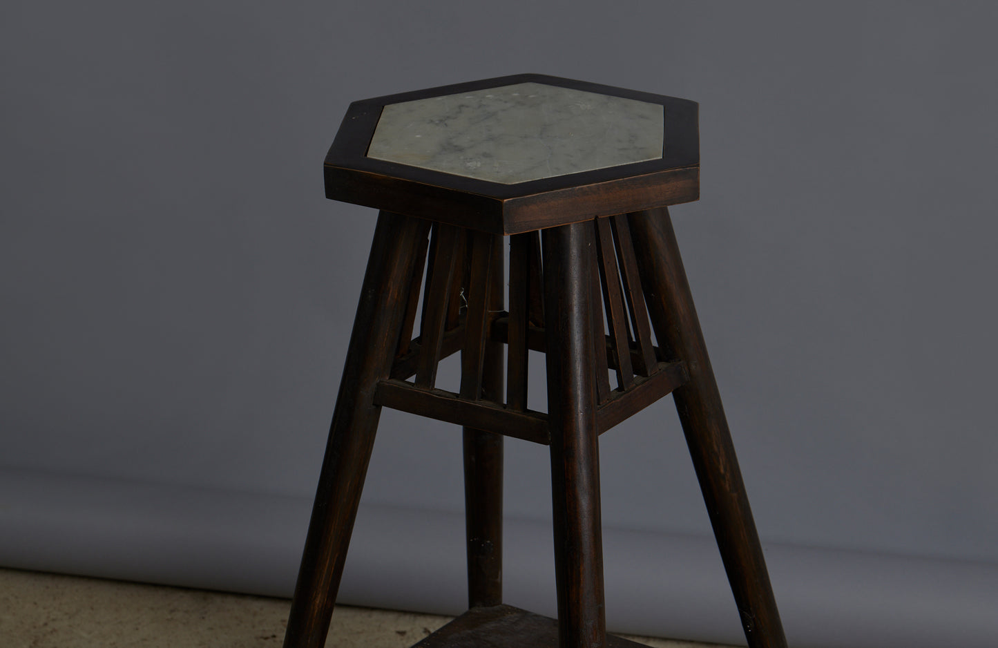 Art Deco Marble Top Dutch Colonial Teak Stand with a Small Shelve Below