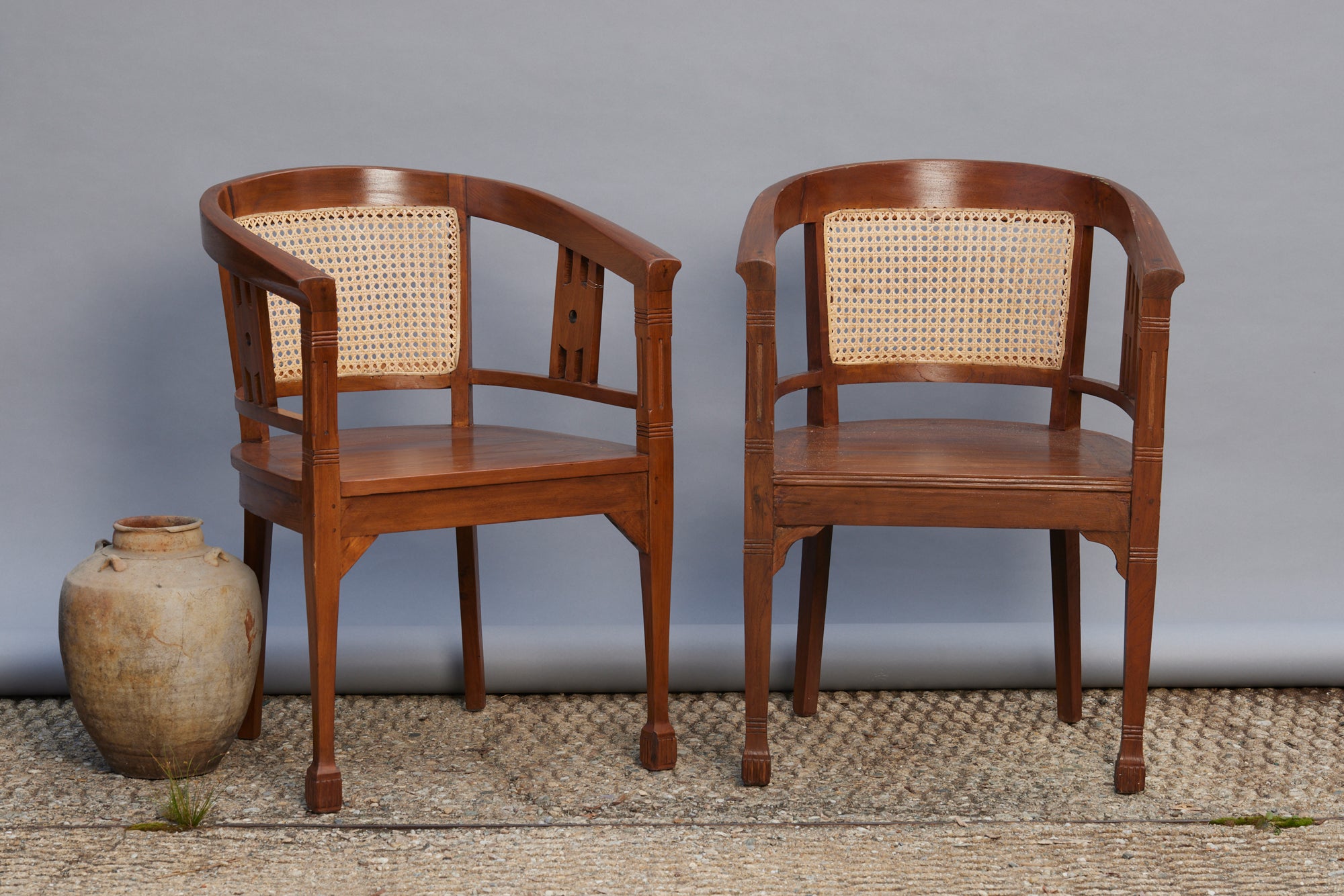 Pair of 1930s Canned Seat Barrel Back Dutch Colonial Chairs – Michael ...