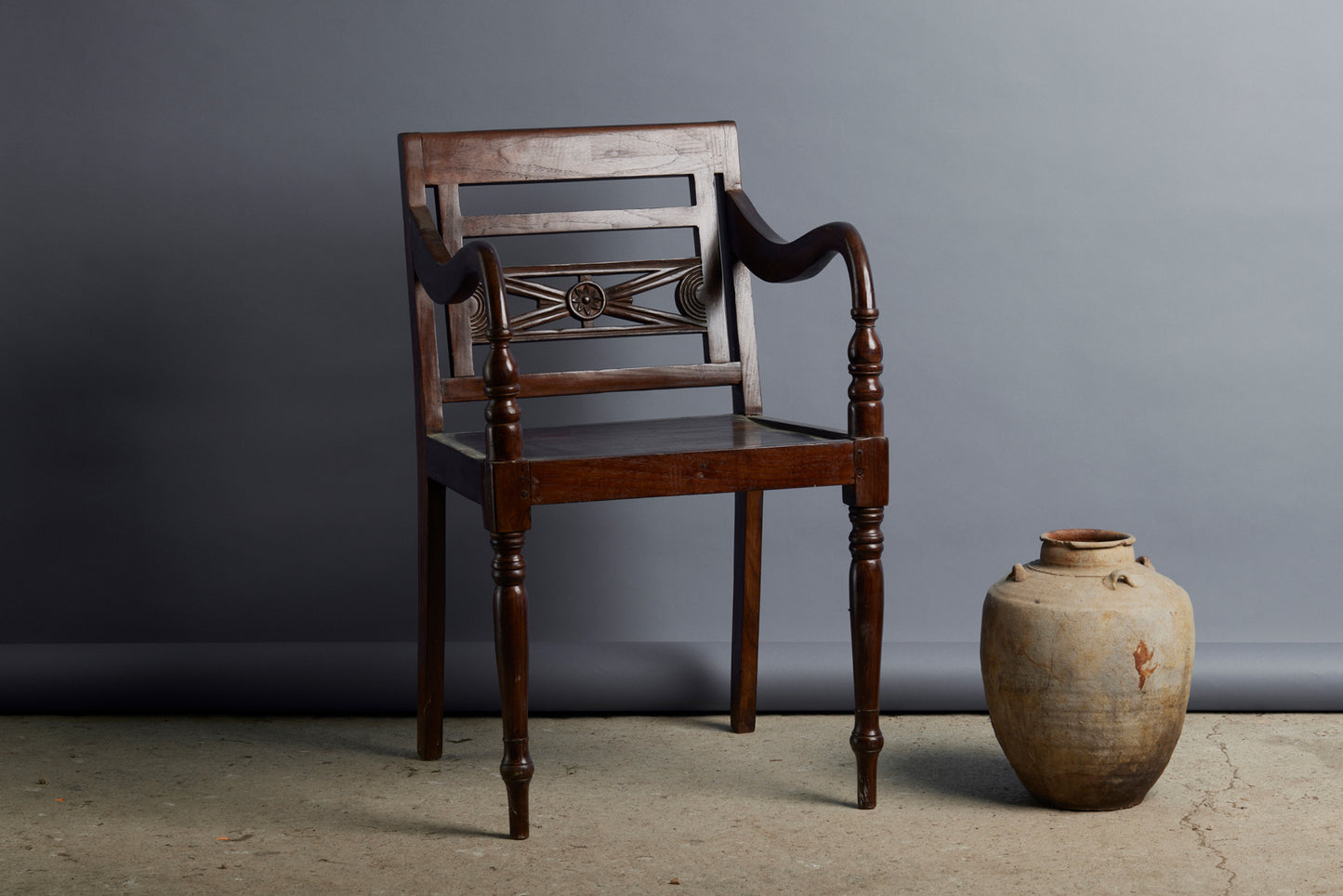 Carved Back Raffles Style Chair