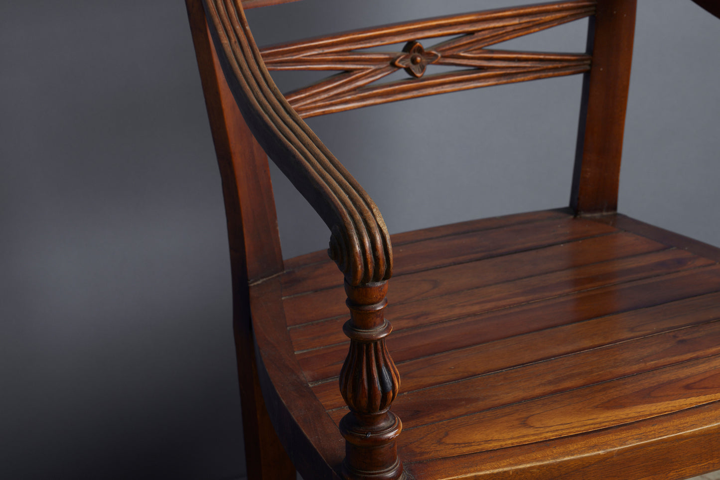 Set of 6 Carved Teak Side Chairs from Jakarta