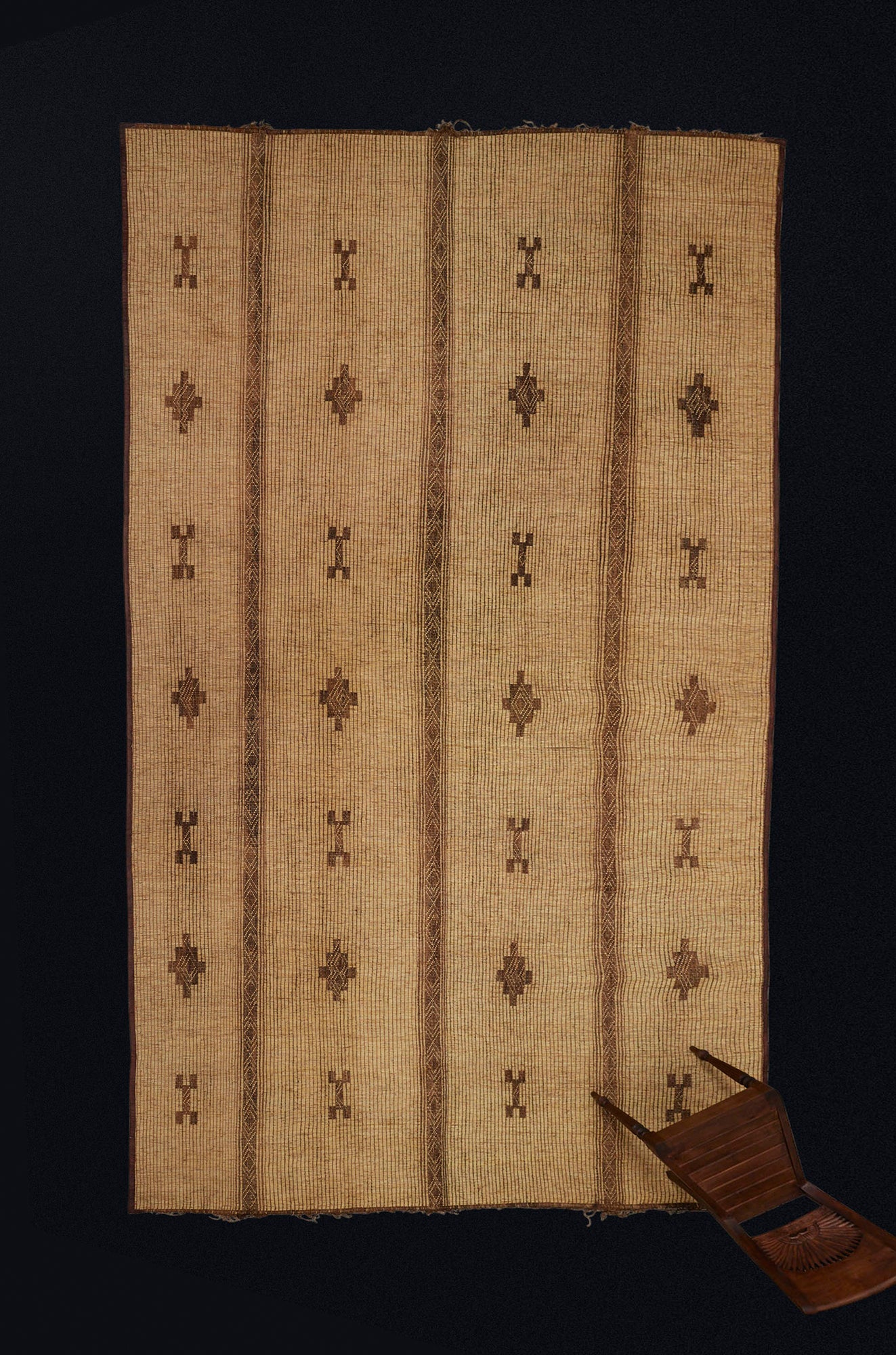 Large Blonde Colored Tuareg with Bands of Brown Stepped Diamonds & Bone Motifs...........(9'1" x 16'2")