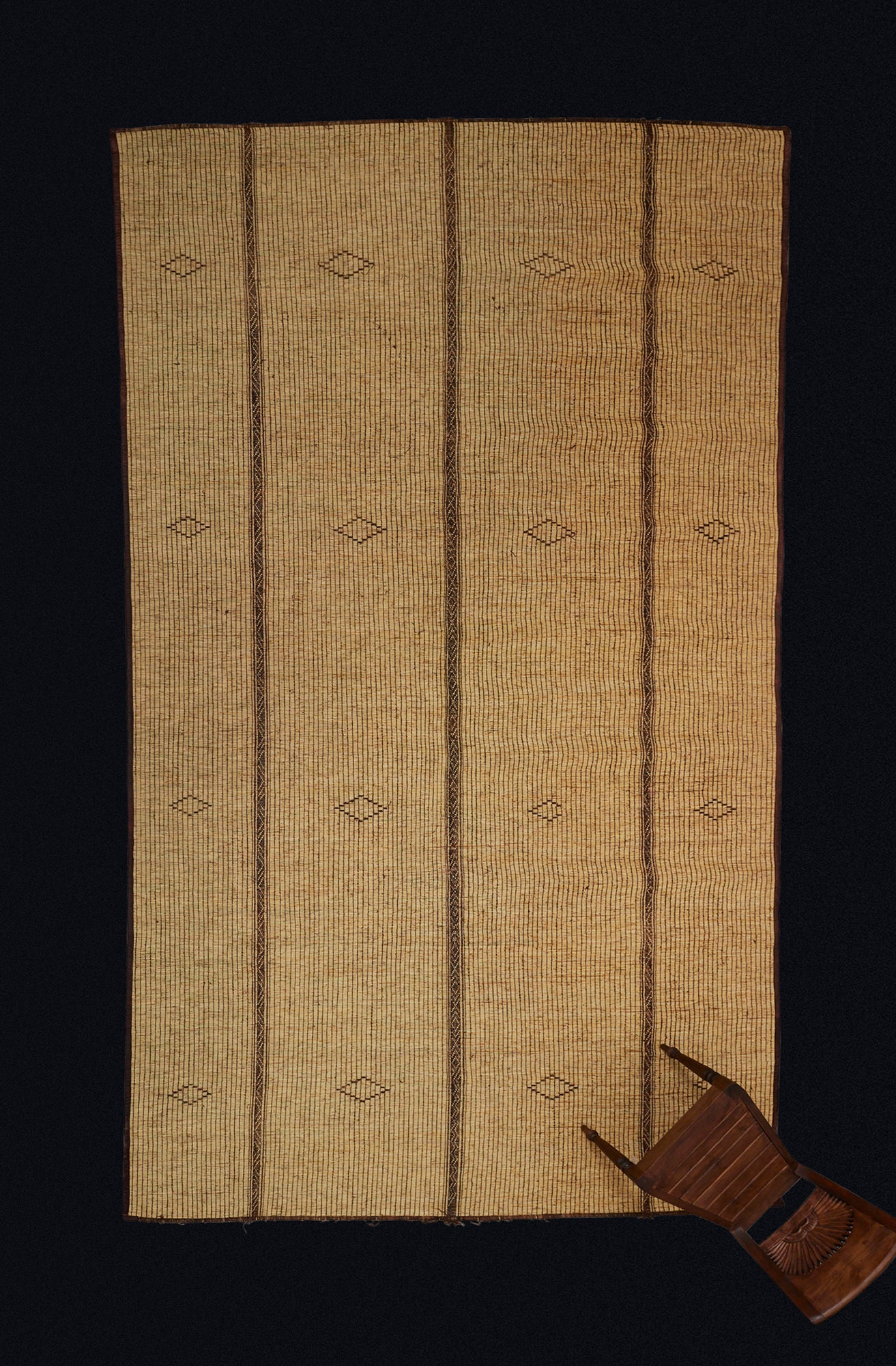 Large 3 Sectioned Blonde Tuareg Carpet with Bands of Open Diamond................................(8'4" x 15'4")