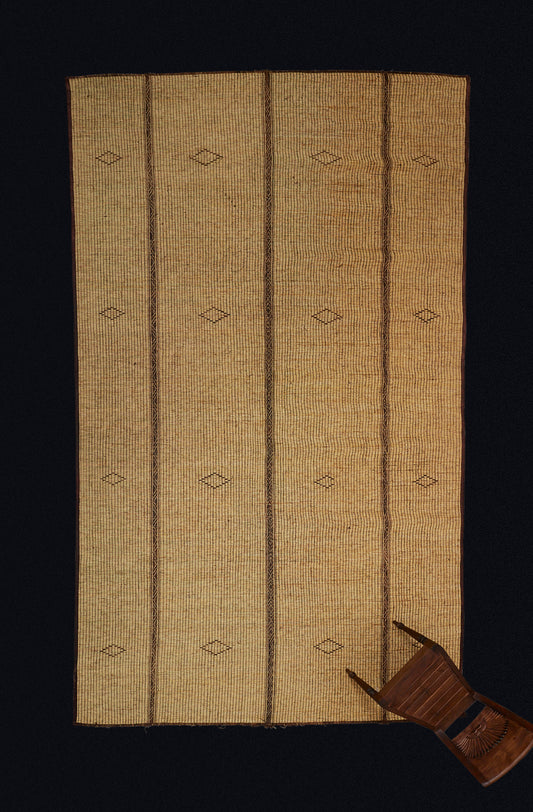 Large 3 Sectioned Blonde Tuareg Carpet with Bands of Open Diamond................................(8'4" x 15'4")