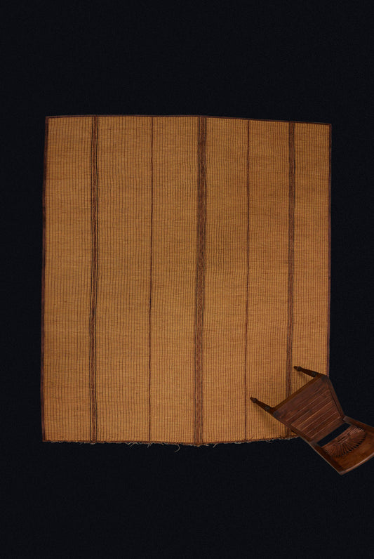 Early 5 Banded Tuareg Carpet with 3 Broad Decorative Bands & Two Thin Bands on a Simple Field (8' x 9'9")