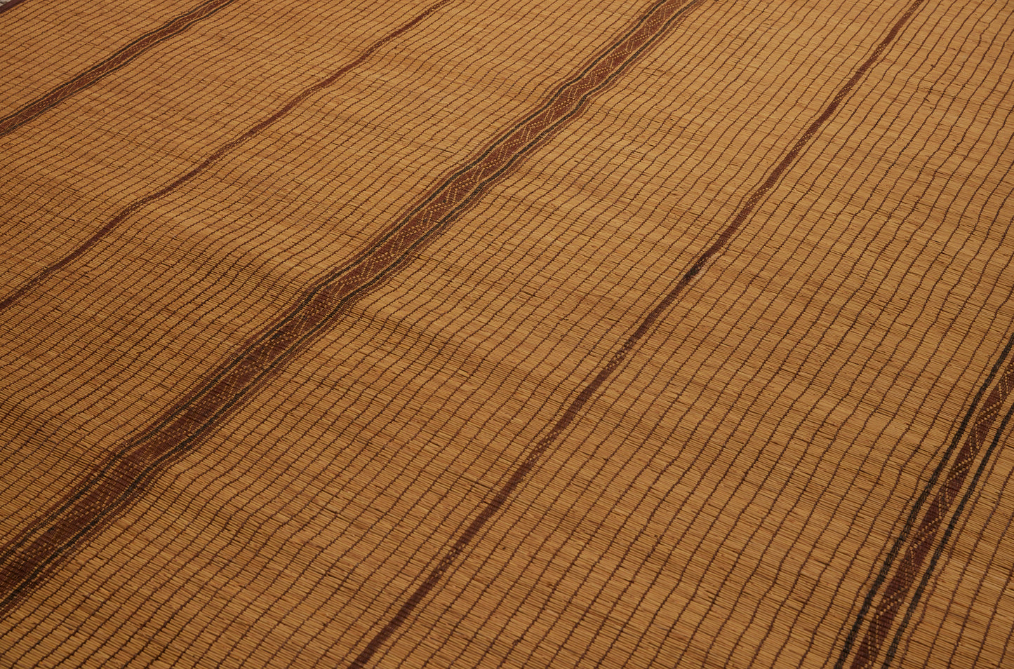 Early 5 Banded Tuareg Carpet with 3 Broad Decorative Bands & Two Thin Bands on a Simple Field (8' x 9'9")