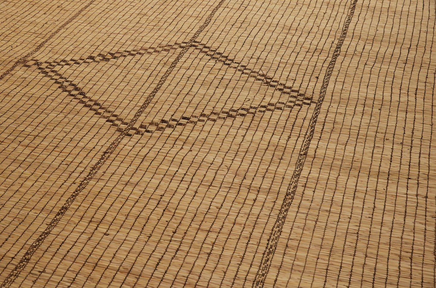 Light Colored Tuareg with a Central Diamond Flanked by a Pair of Half Brackets on an Open Field (6'9" x 13'5")