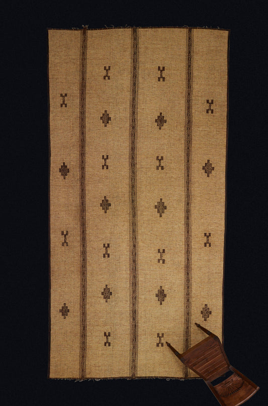 Large Light Colored Tuareg Carpet with 4 Sections Separated by 3 Decorative Bands...........(7'9" x 15'5")