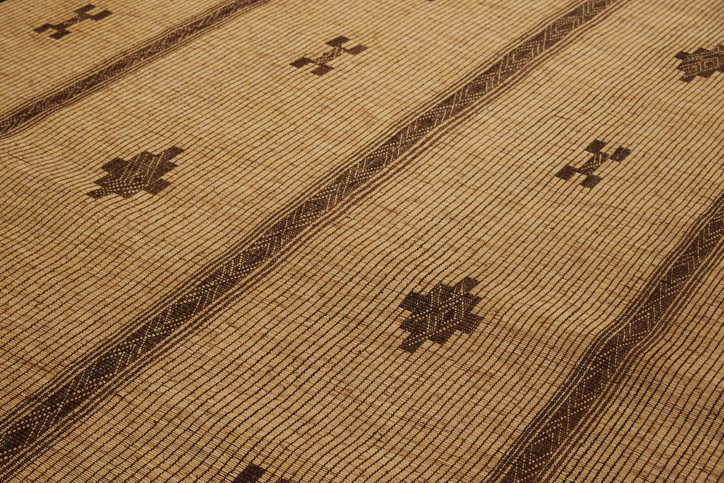 Large Light Colored Tuareg Carpet with 4 Sections Separated by 3 Decorative Bands...........(7'9" x 15'5")