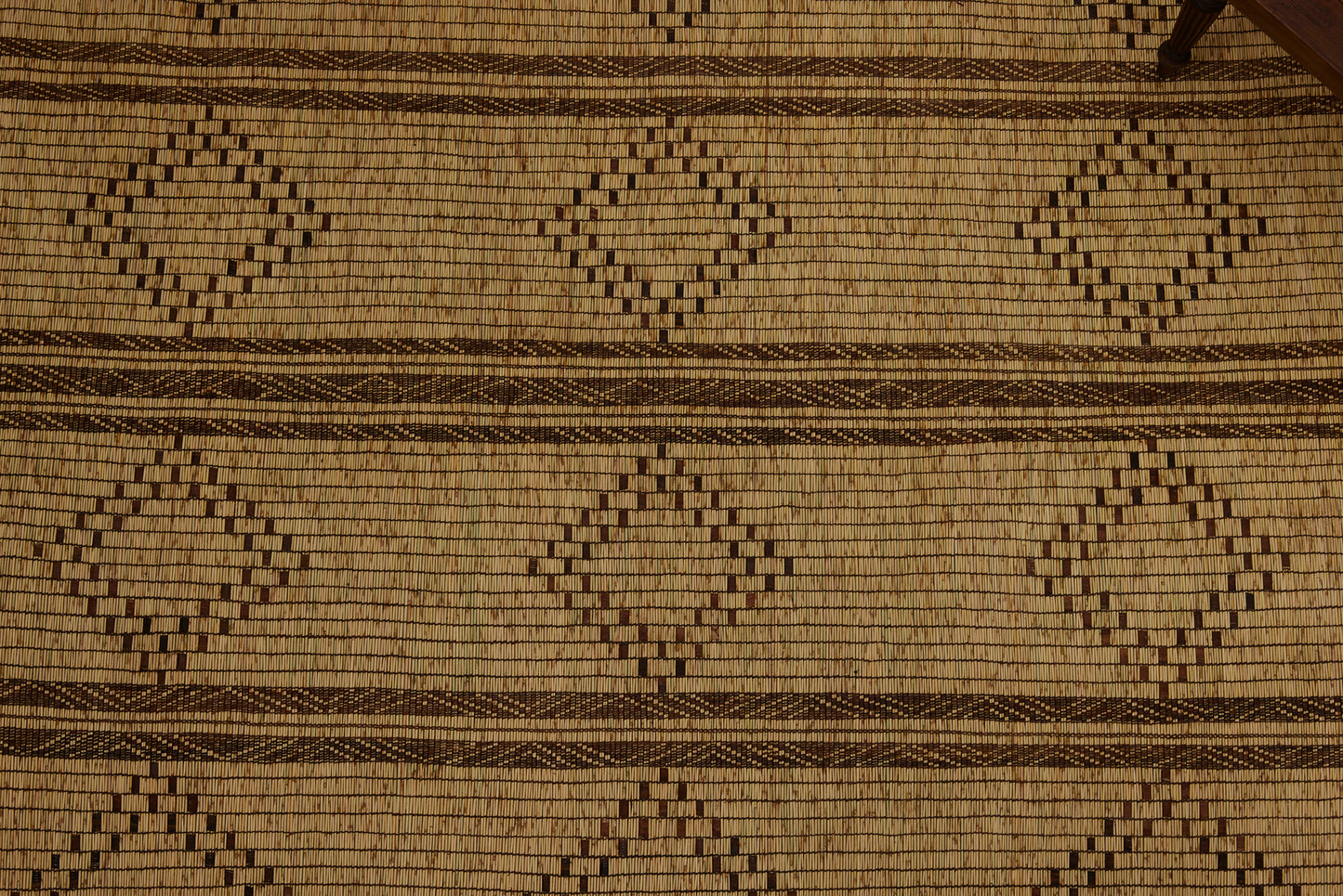4 Section Light Colored Tuareg Carpet with Bands of Large Open Diamonds in the Center (5'4" x 9'3")