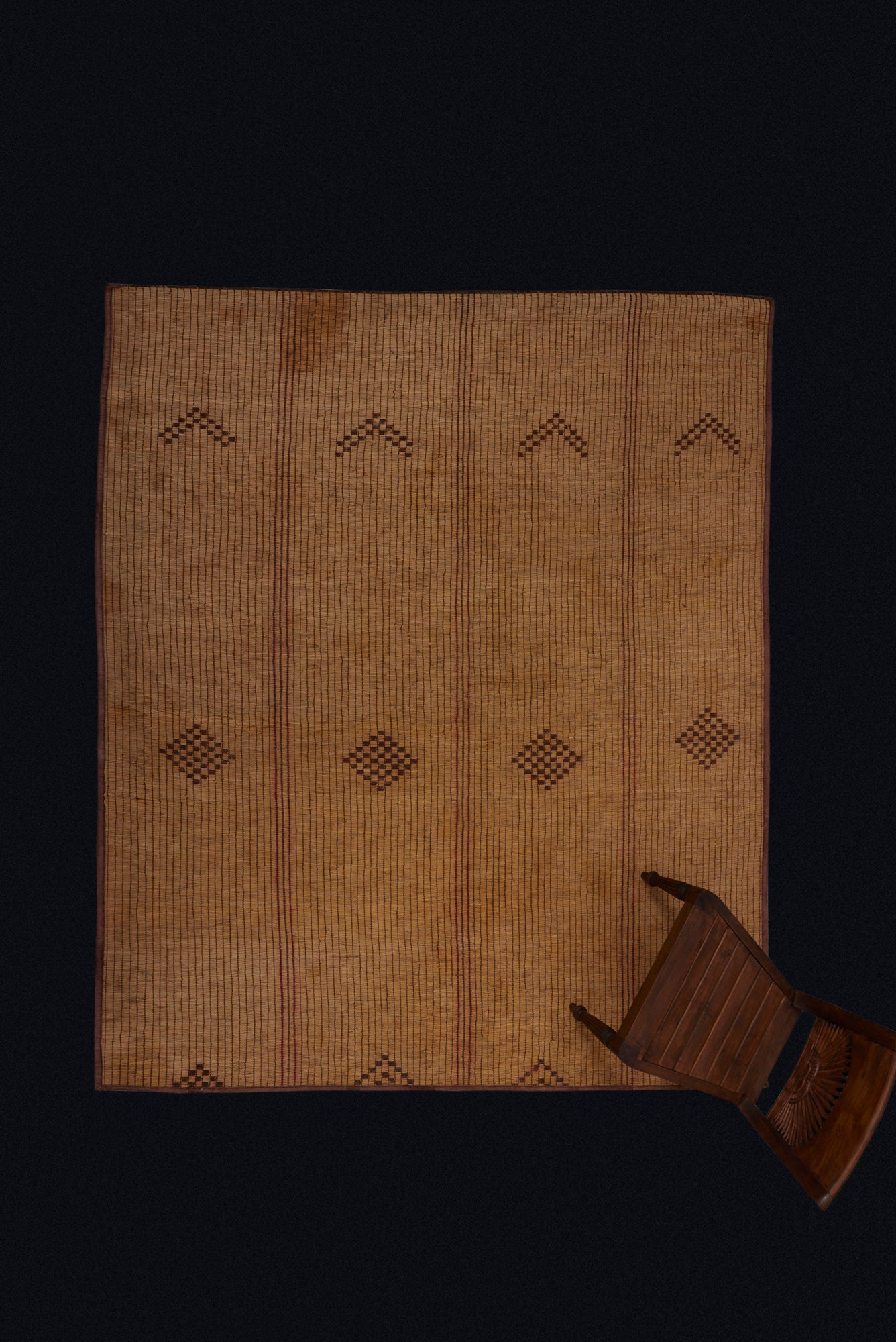 Light Colored Tuareg Carpet with Open Field of Bands of Diamonds and Bands of Brackets ................(7'2" x 8'4")