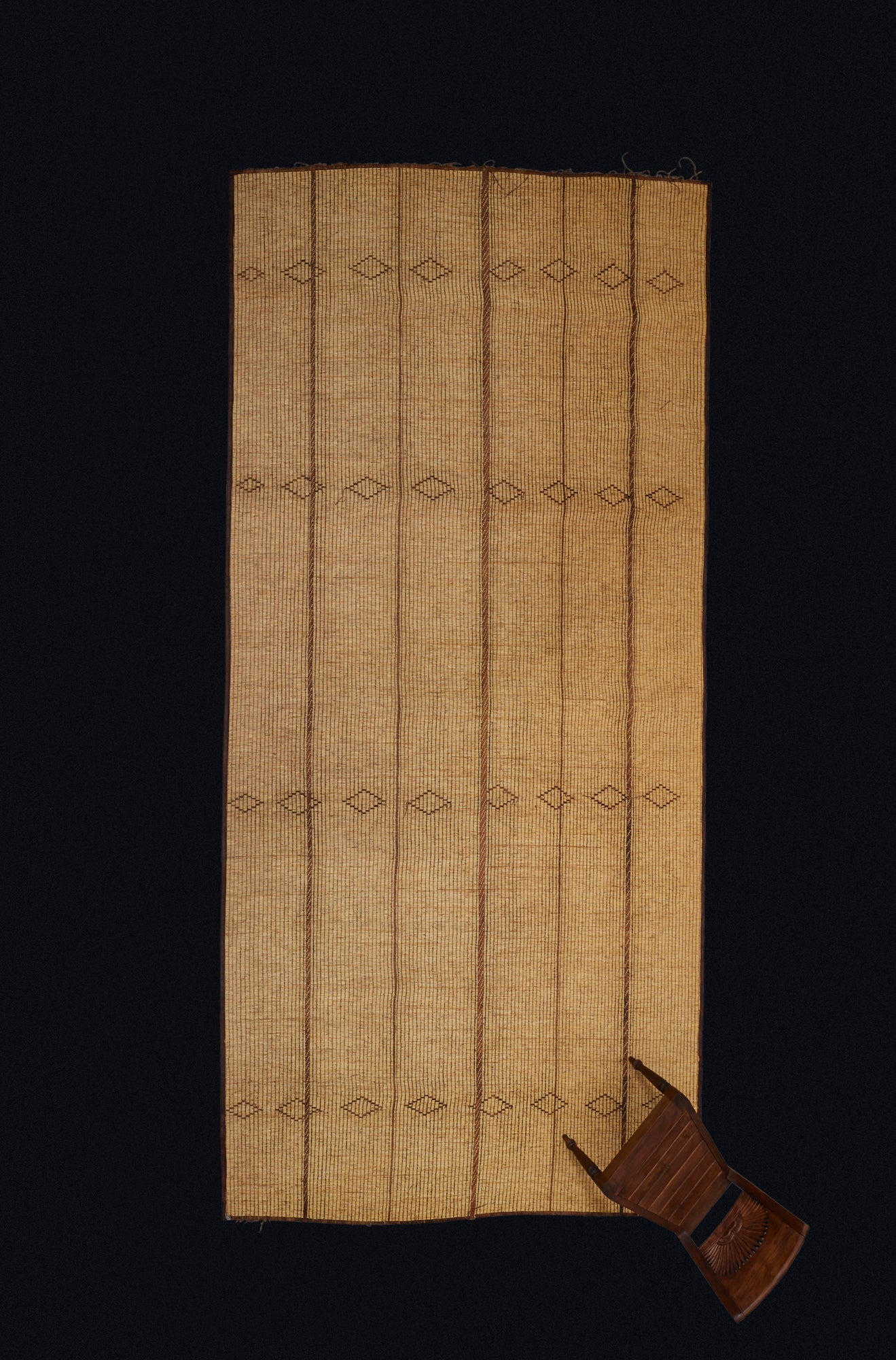 Large Light Colored 7 Stripe Tuareg Carpet with 4 Bands of Intersecting Diamonds...............(7'6" x 15'4")